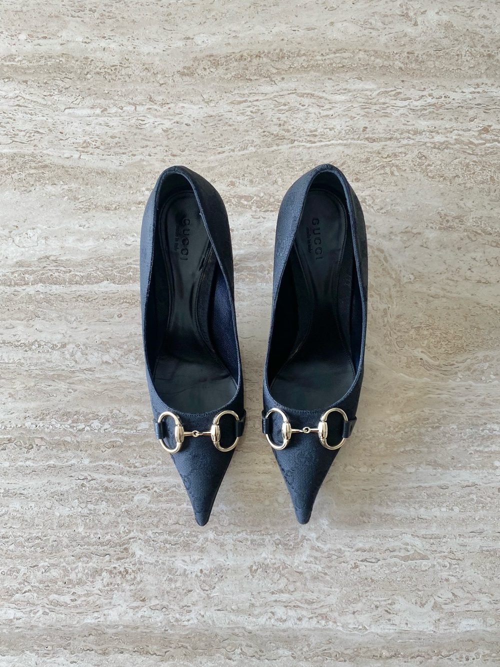 Vintage Gucci GG Canvas Horsebit Pumps
